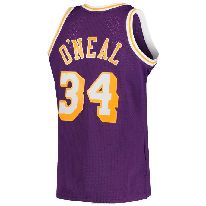 NBA 0F6D897 los angeles lakers shaquille o'neal mitchell & ness púrpura hardwood classics swingman jersey