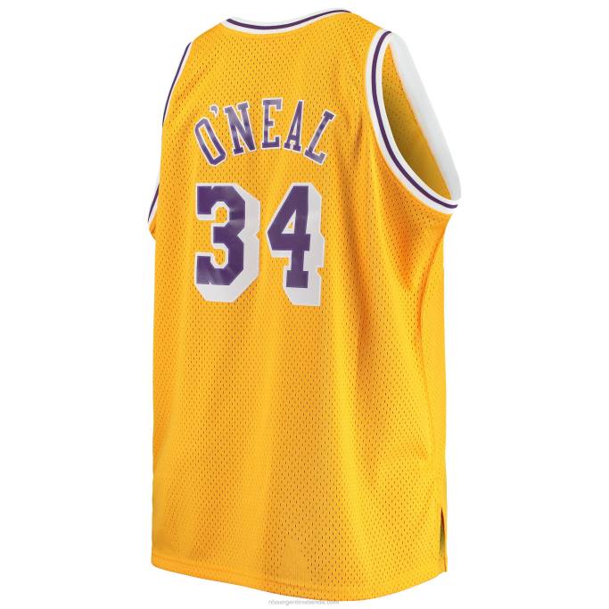 NBA 0F6D933 los angeles lakers shaquille o'neal mitchell & ness gold big & tall hardwood classics jersey