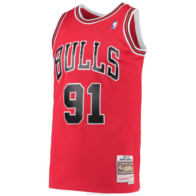 NBA 0F6D1422 chicago bulls dennis rodman mitchell & ness rojo hardwood classics swingman jersey