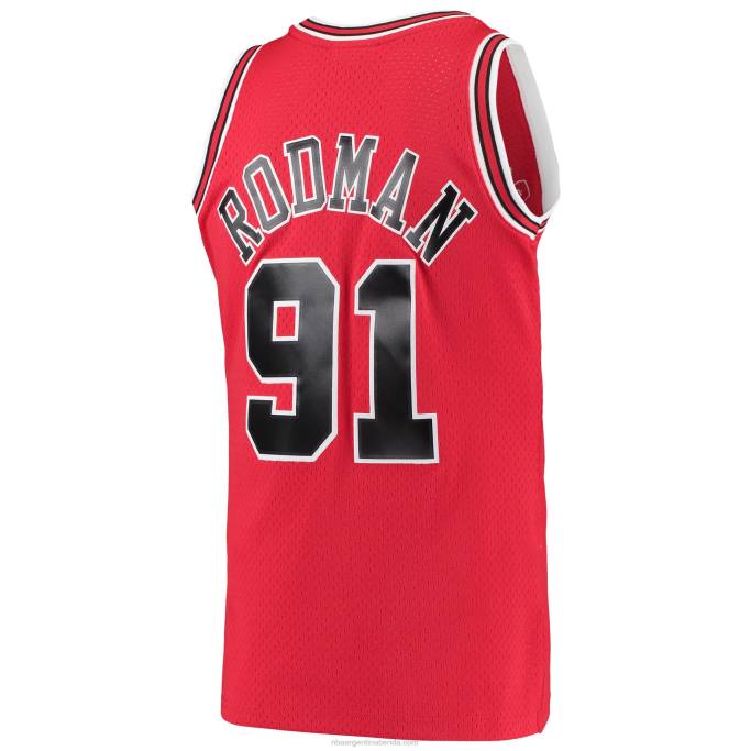 NBA 0F6D1422 chicago bulls dennis rodman mitchell & ness rojo hardwood classics swingman jersey