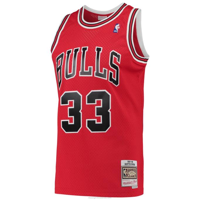 NBA 0F6D1629 chicago bulls scottie pippen mitchell & ness rojo hardwood classics swingman jersey