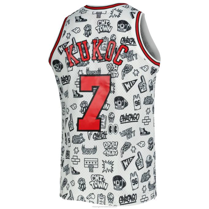 NBA 0F6D1913 los toros de chicago toni kukoc mitchell & ness blancas de madera dura clásicas garabatos swingman jersey