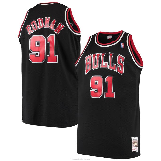 NBA 0F6D1994 chicago bulls dennis rodman mitchell & ness negro grande y alto clásico de madera dura jersey swingman