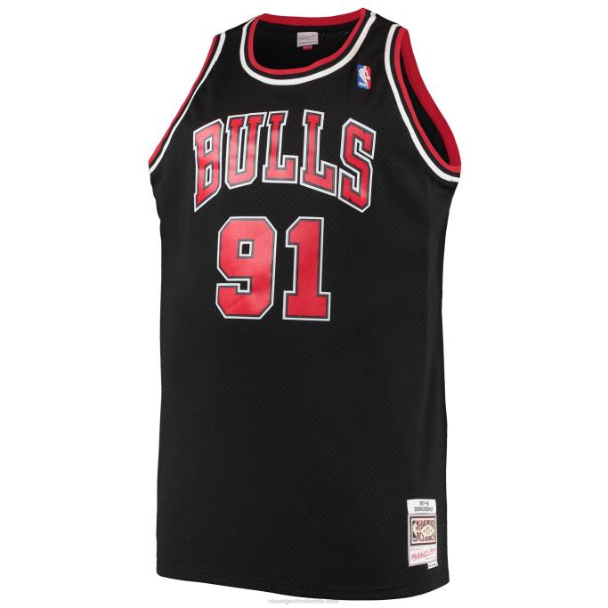 NBA 0F6D1994 chicago bulls dennis rodman mitchell & ness negro grande y alto clásico de madera dura jersey swingman