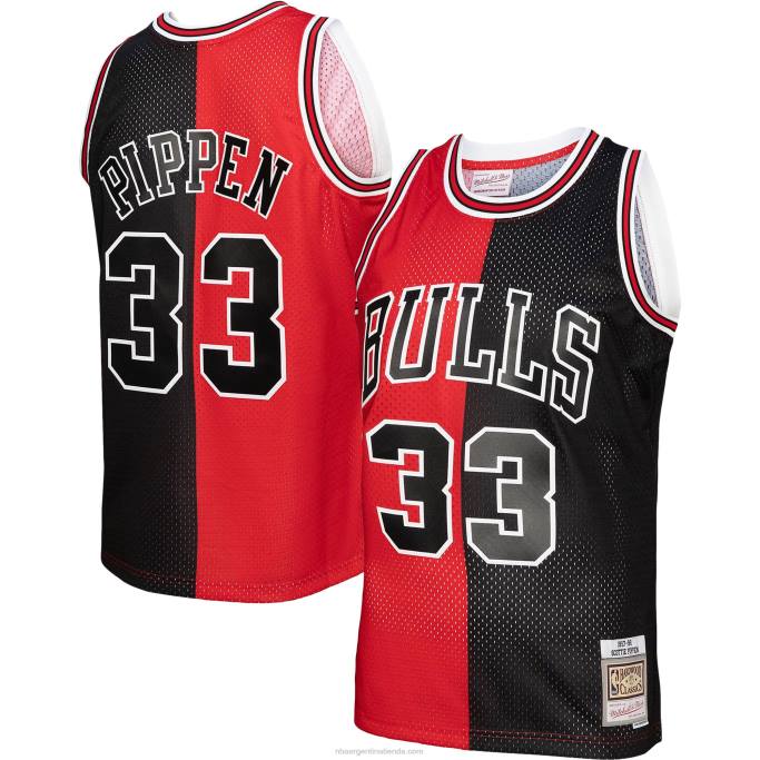 NBA 0F6D233 camiseta chicago bulls scottie pippen mitchell & ness rojo/negro hardwood classics split swingman
