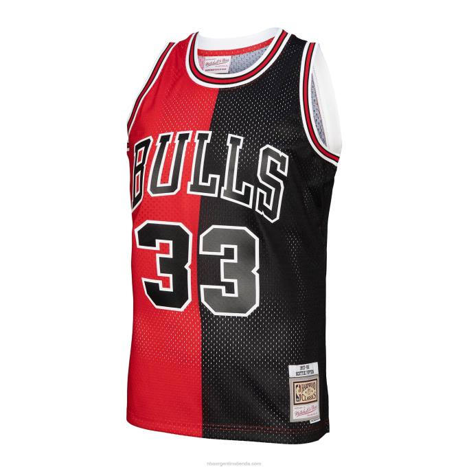 NBA 0F6D233 camiseta chicago bulls scottie pippen mitchell & ness rojo/negro hardwood classics split swingman