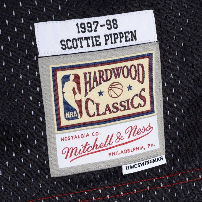 NBA 0F6D233 camiseta chicago bulls scottie pippen mitchell & ness rojo/negro hardwood classics split swingman