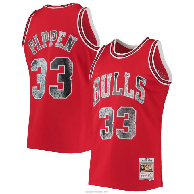 NBA 0F6D2742 chicago bulls scottie pippen rojo madera dura clásicos 75 aniversario diamante swingman jersey