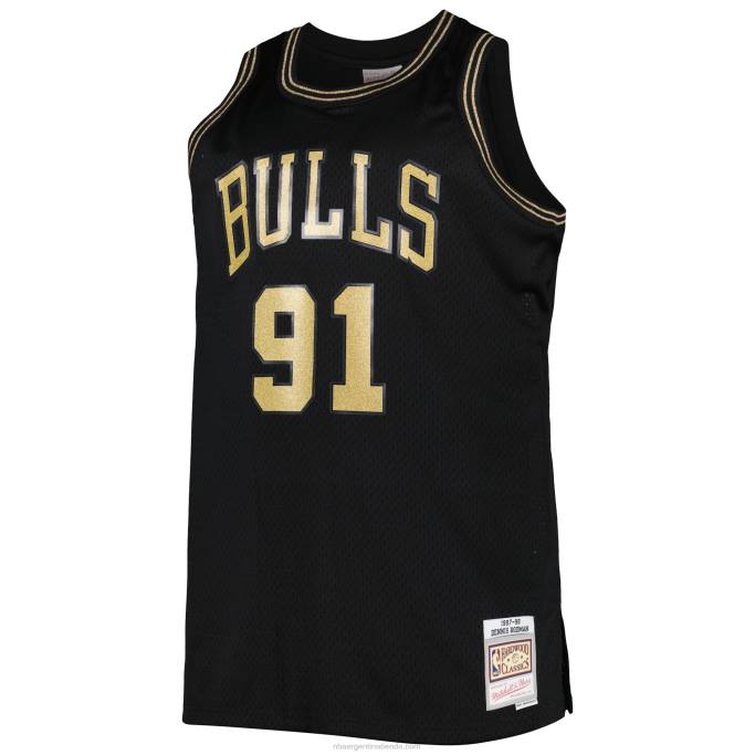 NBA 0F6D2924 los toros de chicago dennis rodman mitchell & ness equipo negro grandes y altos clásicos de madera dura jersey swingman