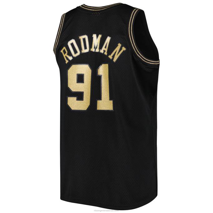 NBA 0F6D2924 los toros de chicago dennis rodman mitchell & ness equipo negro grandes y altos clásicos de madera dura jersey swingman