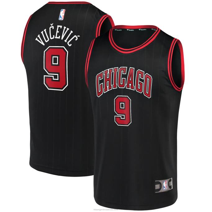 NBA 0F6D3024 camiseta chicago bulls nikola vucevic negra fast break réplica