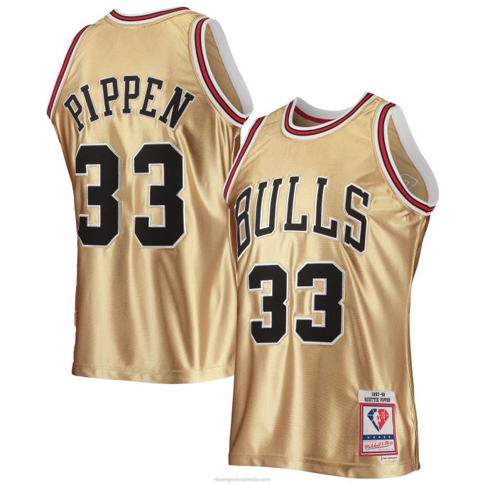 NBA 0F6D4345 los toros de chicago scottie pippen oro mitchell & ness 75 aniversario clásico de madera dura swingman jersey