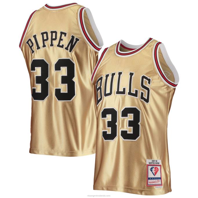 NBA 0F6D4345 los toros de chicago scottie pippen oro mitchell & ness 75 aniversario clásico de madera dura swingman jersey
