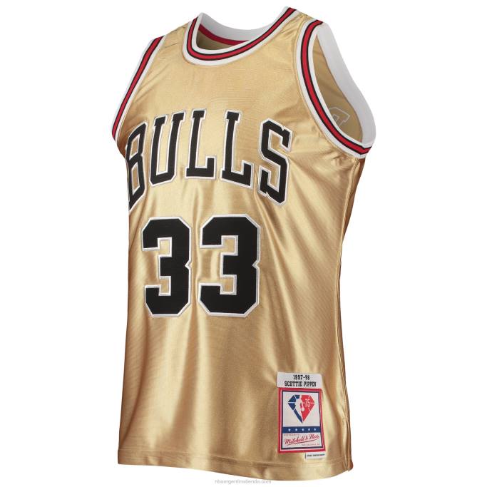 NBA 0F6D4345 los toros de chicago scottie pippen oro mitchell & ness 75 aniversario clásico de madera dura swingman jersey