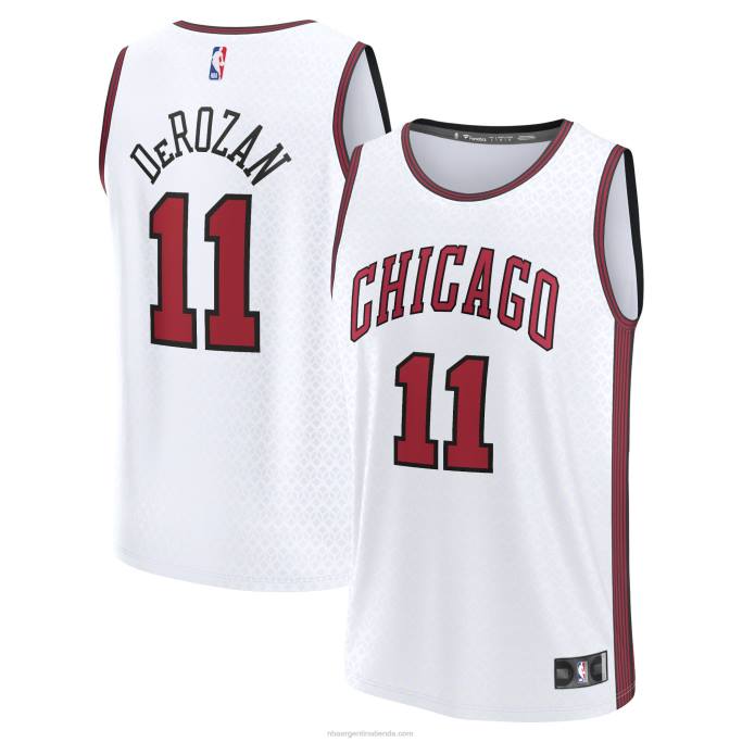 NBA 0F6D466 camiseta chicago bulls demar derozan blanca fastbreak