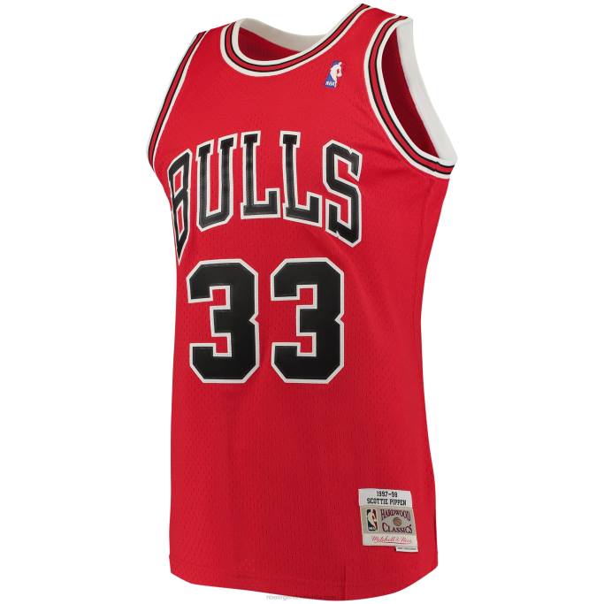 NBA 0F6D6050 chicago bulls scottie pippen mitchell & ness rojo grande y alto clásico de madera dura jersey