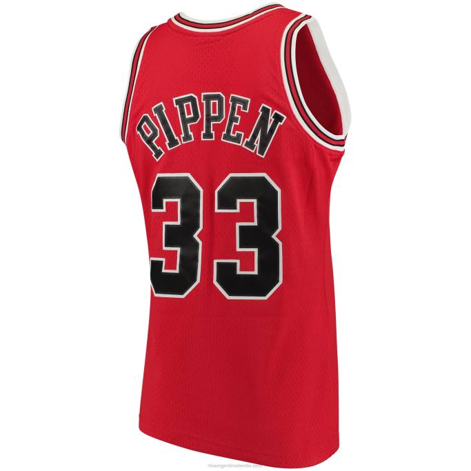 NBA 0F6D6050 chicago bulls scottie pippen mitchell & ness rojo grande y alto clásico de madera dura jersey