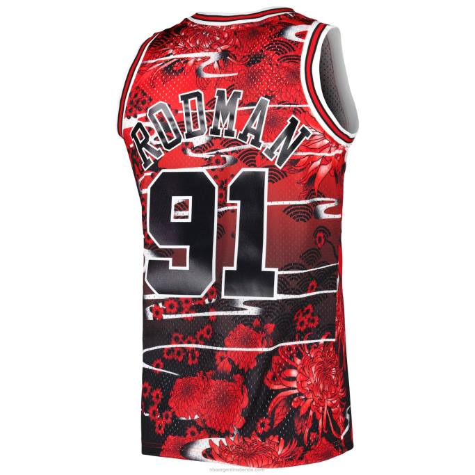 NBA 0F6D672 chicago bulls dennis rodman mitchell & ness rojo hardwood classics año nuevo lunar swingman jersey