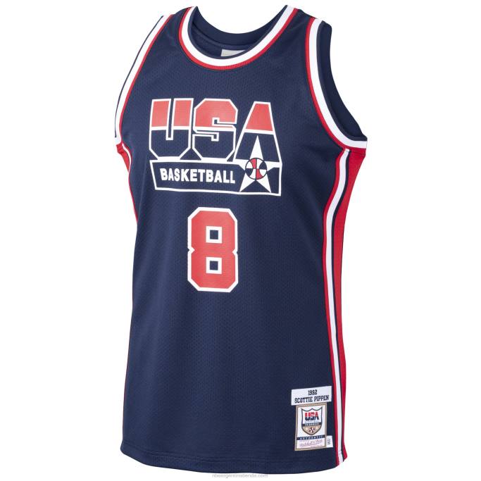 NBA 0F6D6738 Estados Unidos baloncesto scottie pippen mitchell & ness azul marino casa 1992 dream team auténtico jersey
