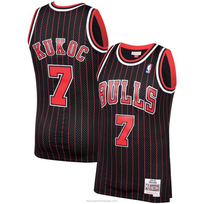 NBA 0F6D748 toros de chicago toni kukoc mitchell & ness clásico de madera dura negra camiseta de jugador swingman