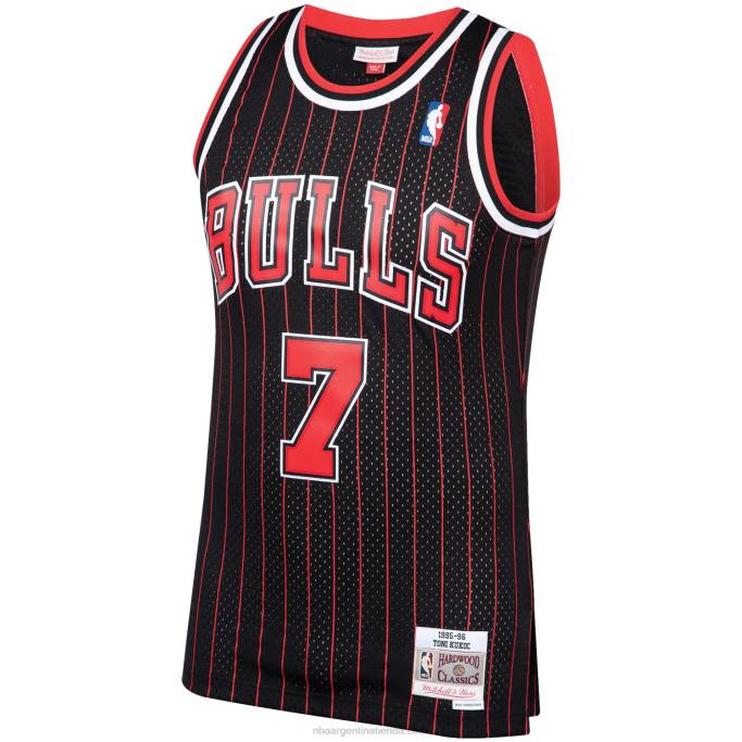 NBA 0F6D748 toros de chicago toni kukoc mitchell & ness clásico de madera dura negra camiseta de jugador swingman