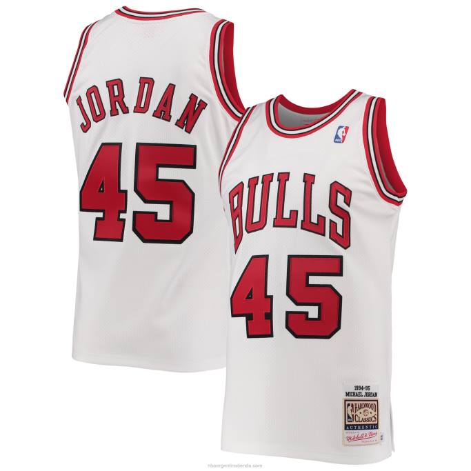 NBA 0F6D7974 camiseta chicago bulls michael jordan mitchell & ness white hardwood classics auténtico jugador