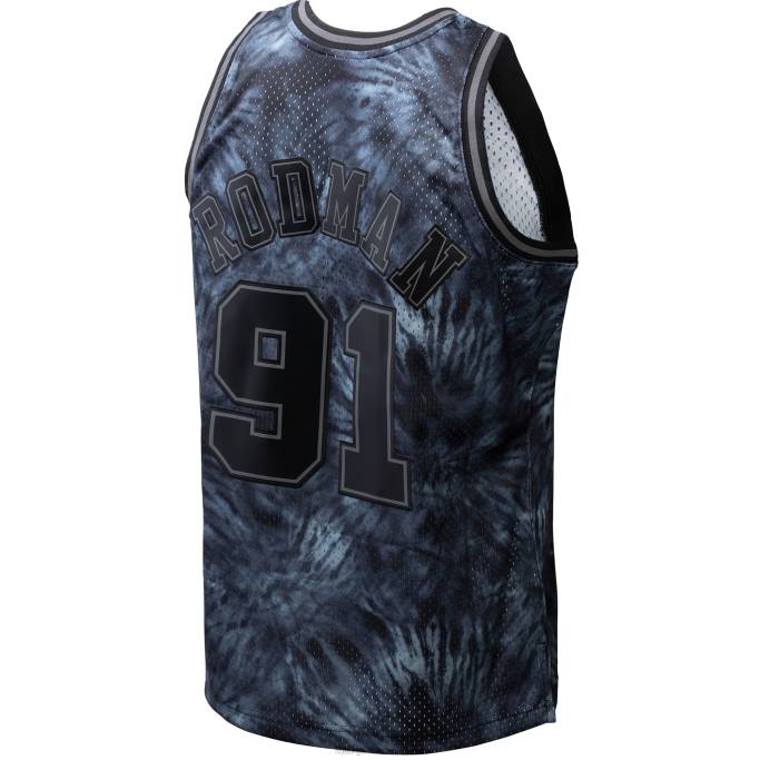 NBA 0F6D8133 camiseta chicago bulls dennis rodman mitchell & ness black hardwood classics tie-dye swingman jersey