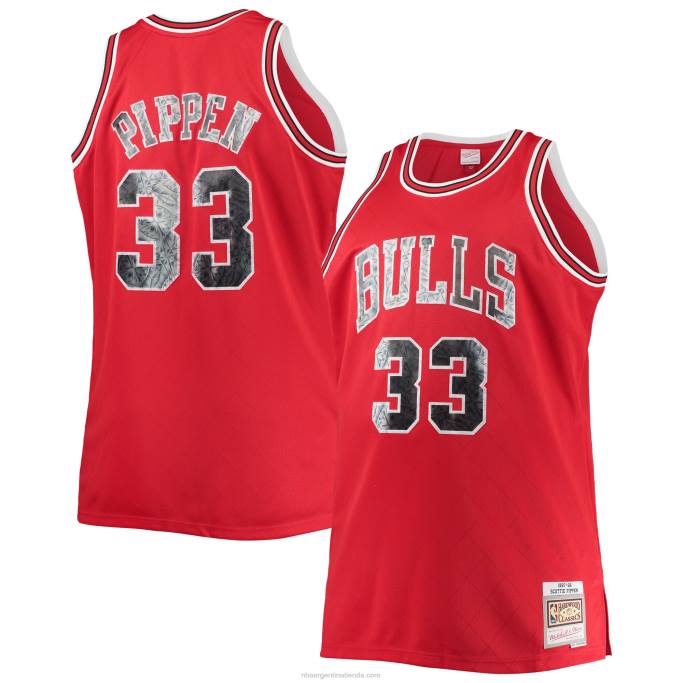 NBA 0F6D8136 chicago bulls scottie pippen mitchell & ness rojo grande y alto 75 aniversario diamante swingman jersey