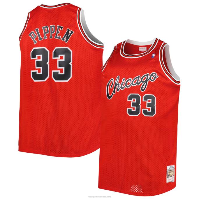 NBA 0F6D997 chicago bulls scottie pippen mitchell & ness rojo grande y alto clásico de madera dura jersey swingman