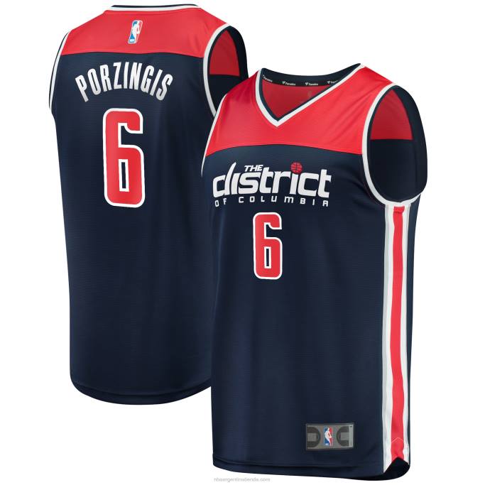 NBA 0F6D2130 réplica de jersey de los magos de washington kristaps porzingis azul marino fast break