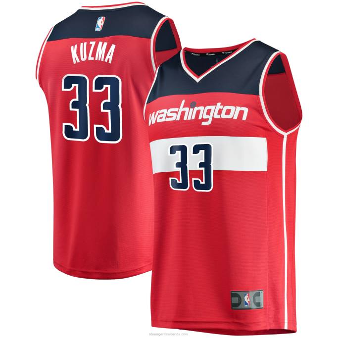 NBA 0F6D2190 Washington Wizards Kyle Kuzma Réplica de camiseta roja Fast Break