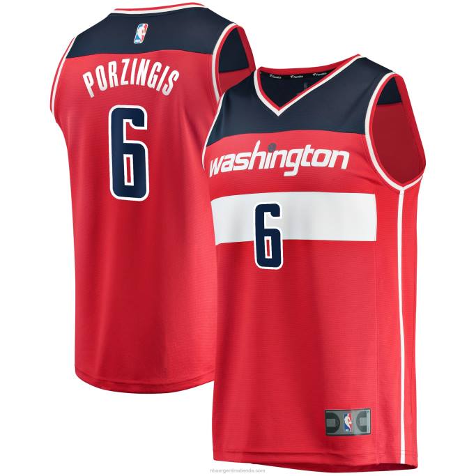 NBA 0F6D2316 réplica de camiseta roja fast break kristaps porzingis de los magos de washington