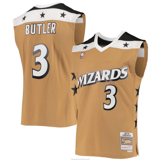 NBA 0F6D6293 magos de washington caron mayordomo mitchell & ness oro madera dura clásicos swingman jersey