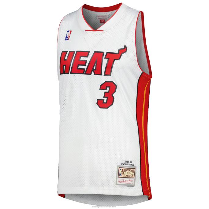 NBA 0F6D112 miami heat dwyane wade mitchell & ness white hardwood classics swingman jersey