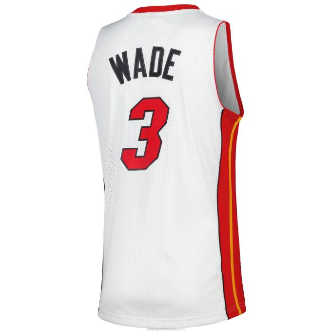 NBA 0F6D112 miami heat dwyane wade mitchell & ness white hardwood classics swingman jersey
