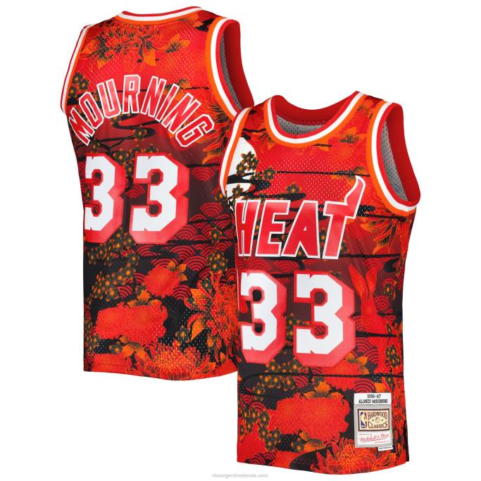 NBA 0F6D3956 miami heat alonzo luto mitchell & ness rojo madera dura clásicos año nuevo lunar jersey swingman