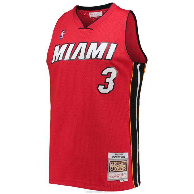 NBA 0F6D4654 miami heat dwyane wade mitchell & ness rojo grande y alto clásico de madera dura jersey swingman