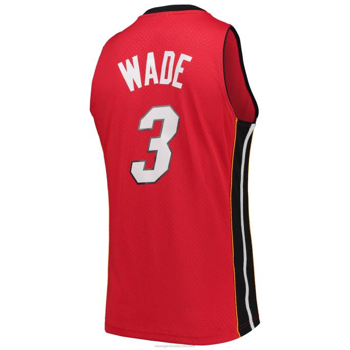 NBA 0F6D4654 miami heat dwyane wade mitchell & ness rojo grande y alto clásico de madera dura jersey swingman