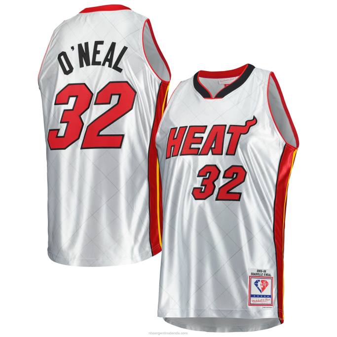 NBA 0F6D5092 miami heat shaquille o'neal platino hardwood classics 75th aniversario swingman jersey