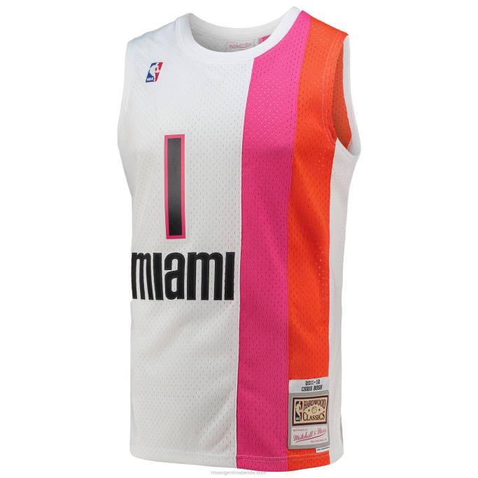 NBA 0F6D6260 miami heat chris bosh mitchell & ness white hardwood classics swingman jersey