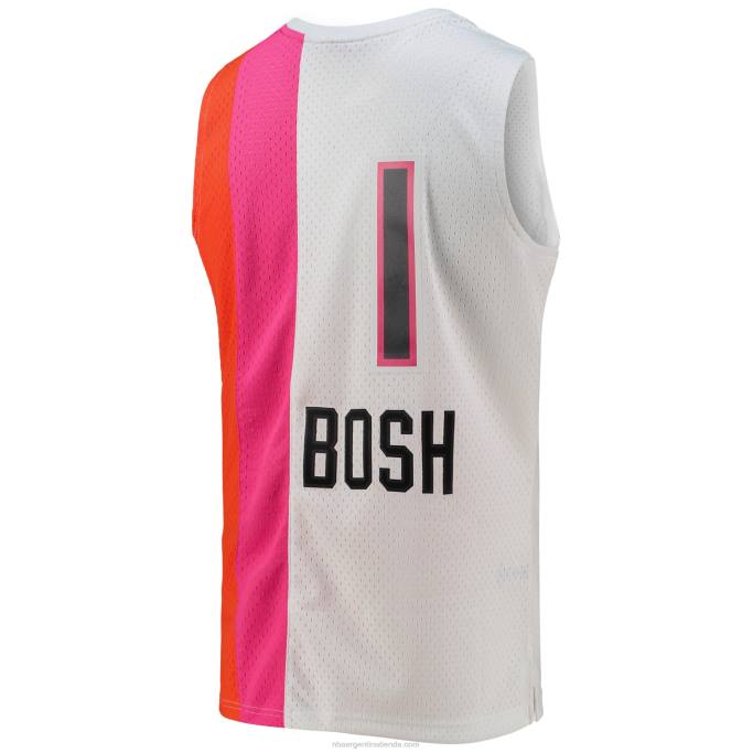 NBA 0F6D6260 miami heat chris bosh mitchell & ness white hardwood classics swingman jersey