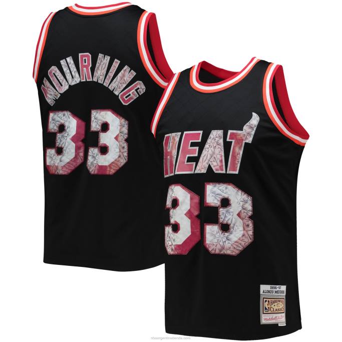 NBA 0F6D6392 miami heat alonzo luto negro madera dura clásicos 75 aniversario diamante alero jersey
