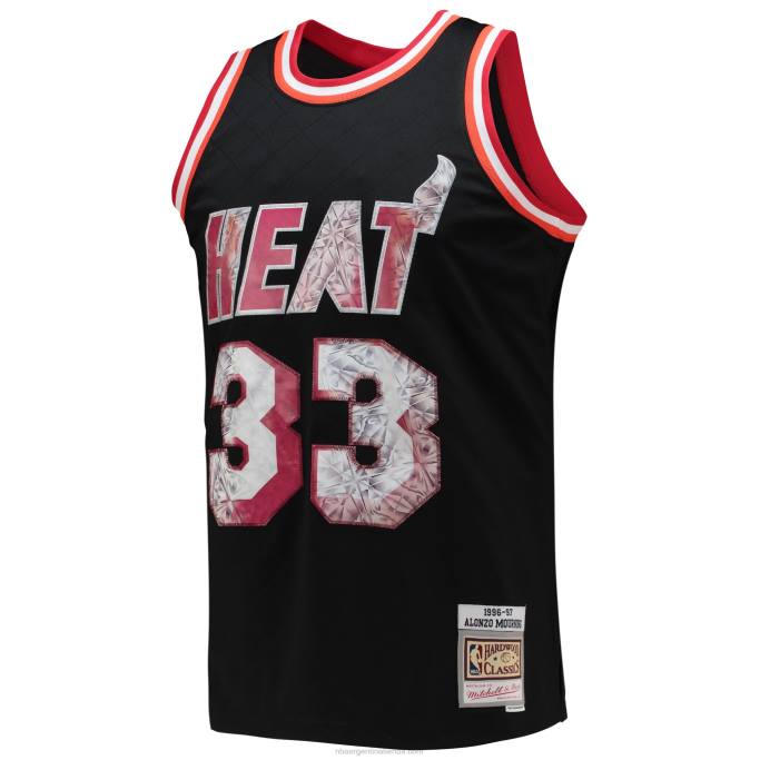 NBA 0F6D6392 miami heat alonzo luto negro madera dura clásicos 75 aniversario diamante alero jersey