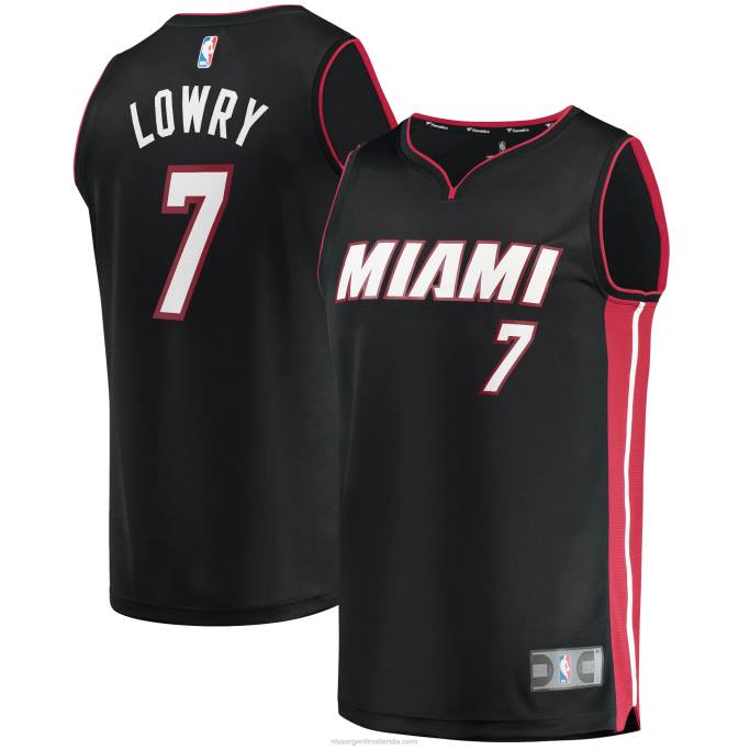 NBA 0F6D6690 camiseta réplica de miami heat kyle lowry negro fast break