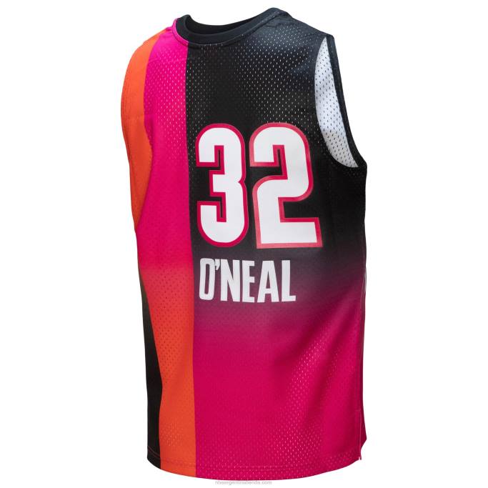 NBA 0F6D7556 miami heat shaquille o'neal rosa / negro hardwood classics fadeaway swingman player jersey