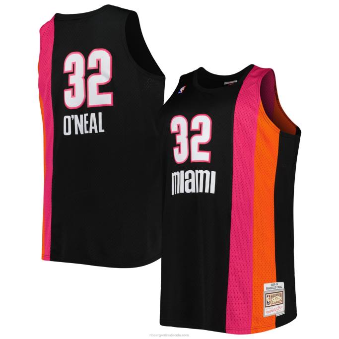 NBA 0F6D8125 miami heat shaquille o'neal negro grande y alto hardwood classics swingman jersey