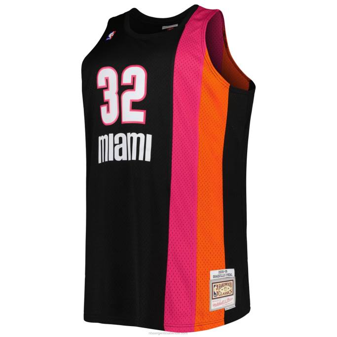 NBA 0F6D8125 miami heat shaquille o'neal negro grande y alto hardwood classics swingman jersey