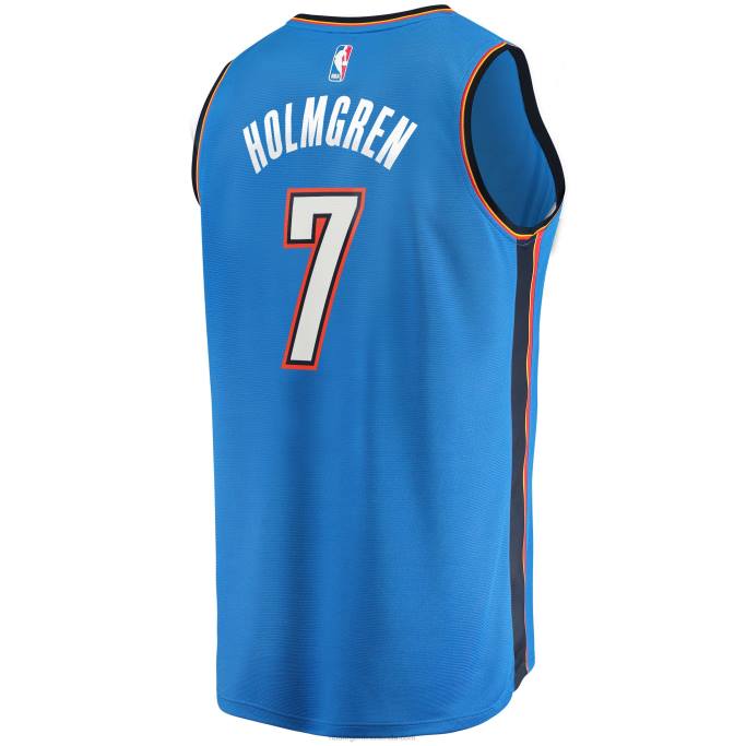 NBA 0F6D6398 oklahoma city thunder chet holmgren blue draft selección de primera ronda fast break replica jersey