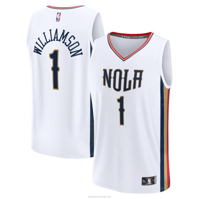 NBA 0F6D3424 New Orleans Pelicans Zion Williamson Réplica De Jersey Blanco De Fast Break