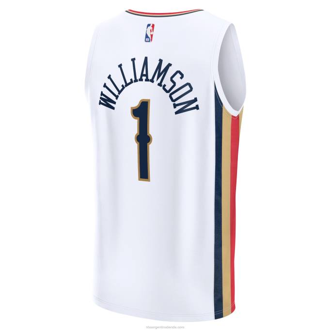NBA 0F6D3424 New Orleans Pelicans Zion Williamson Réplica De Jersey Blanco De Fast Break